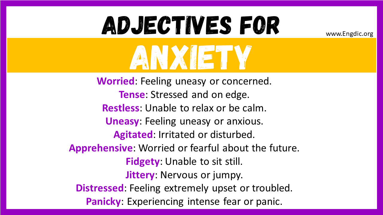 Adjectives words to describe Anxiety