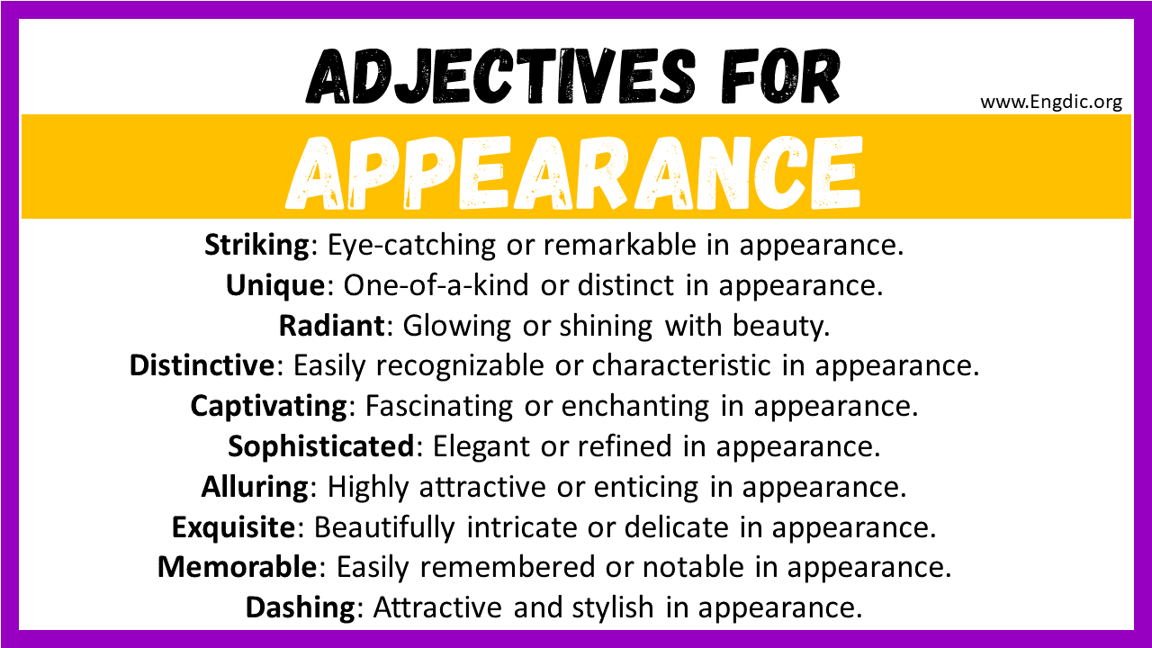 Adjectives words to describe Appearance