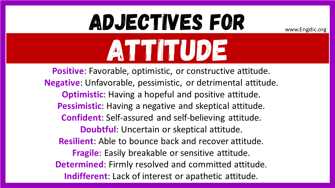 Adjectives words to describe Attitude