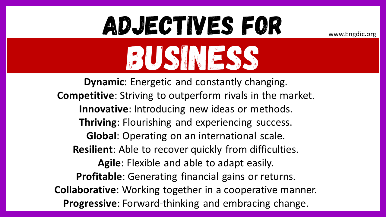 Adjectives words to describe Business