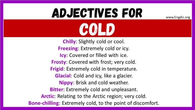 20+ Best Words to Describe Cold, Adjectives for Cold - EngDic