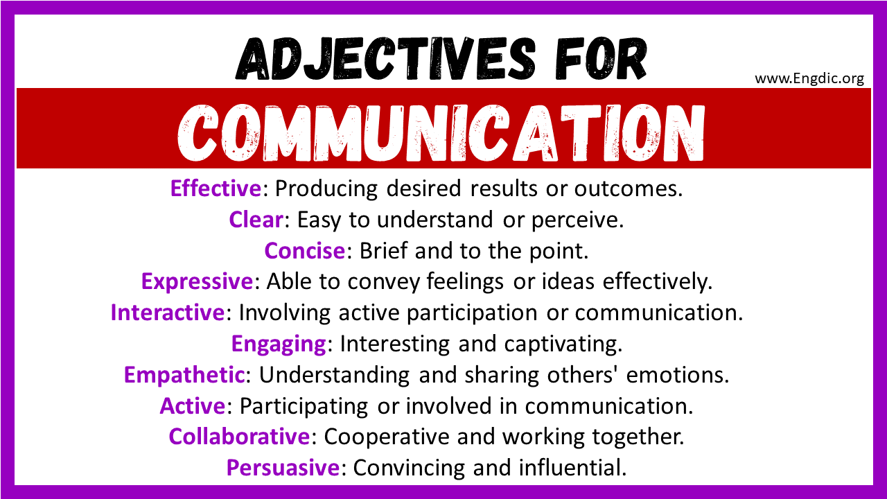 Adjectives words to describe Communication