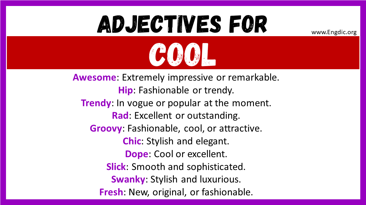 Adjectives words to describe Cool