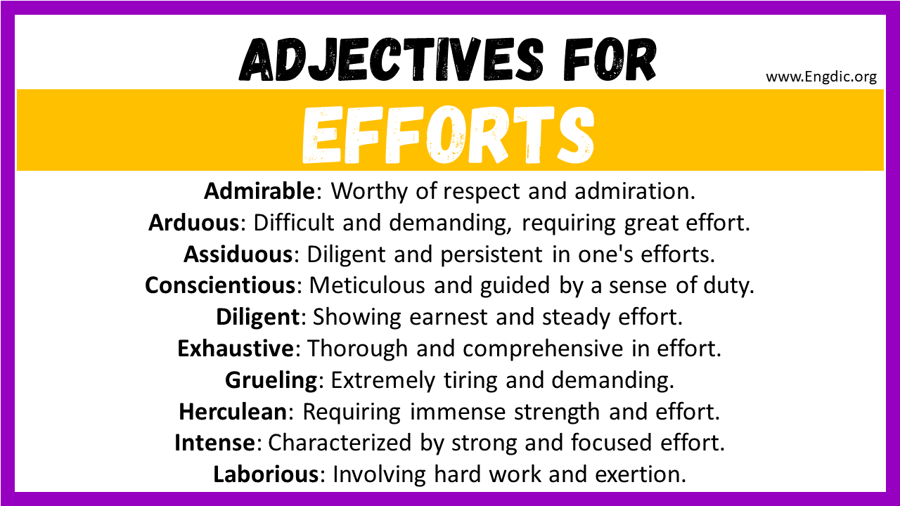 Adjectives words to describe Efforts