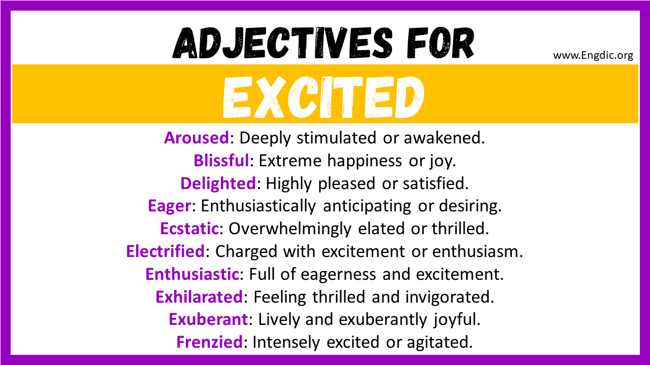 Adjectives words to describe Excited