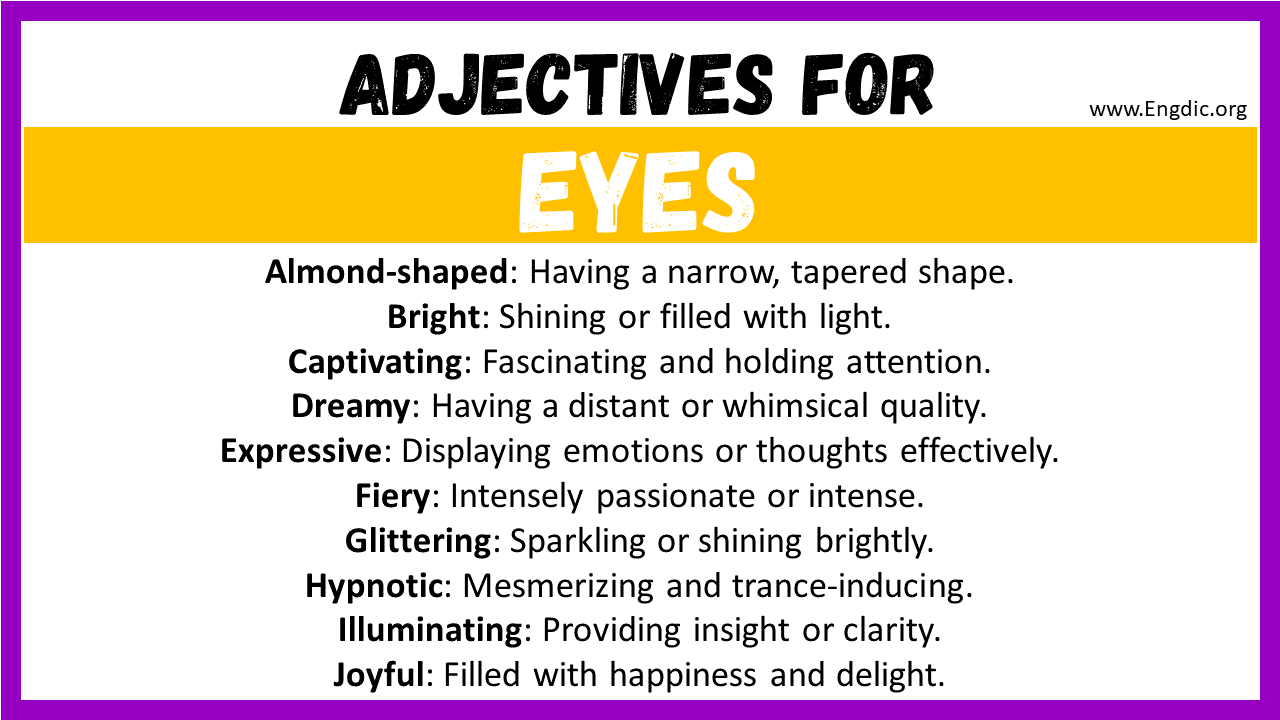 Adjectives words to describe Eyes