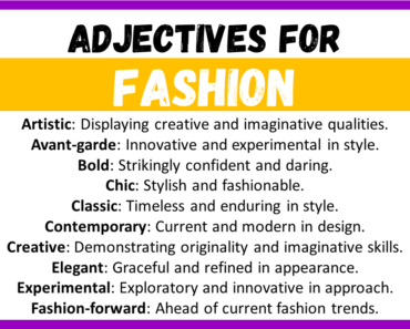 20+ Best Words to Describe Fashion, Adjectives for Fashion