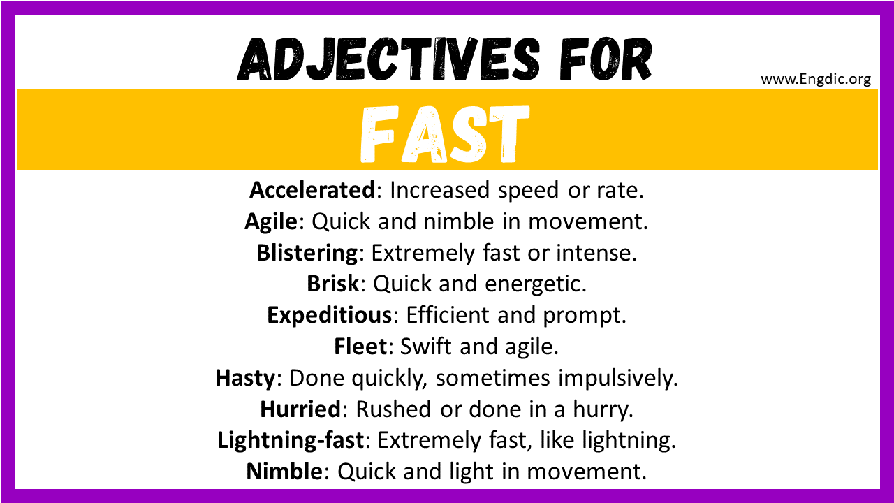 Adjectives words to describe Fast
