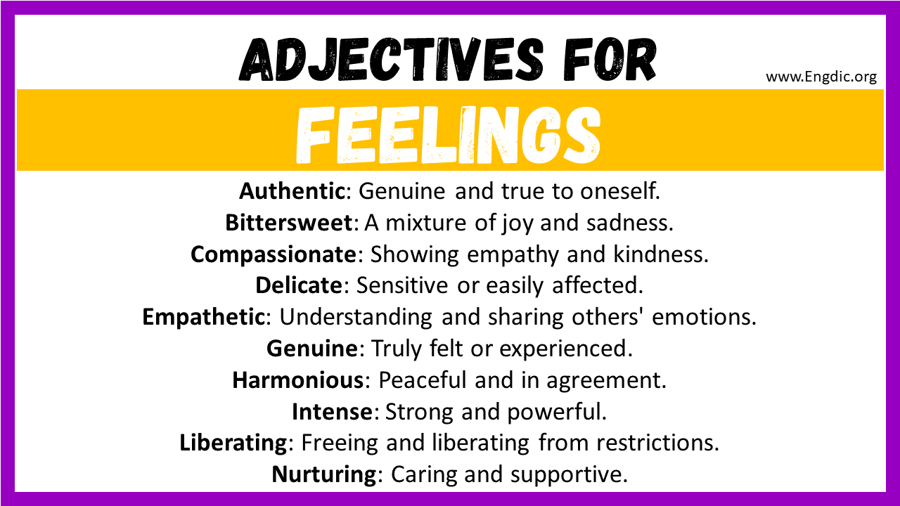 Adjectives words to describe Feelings