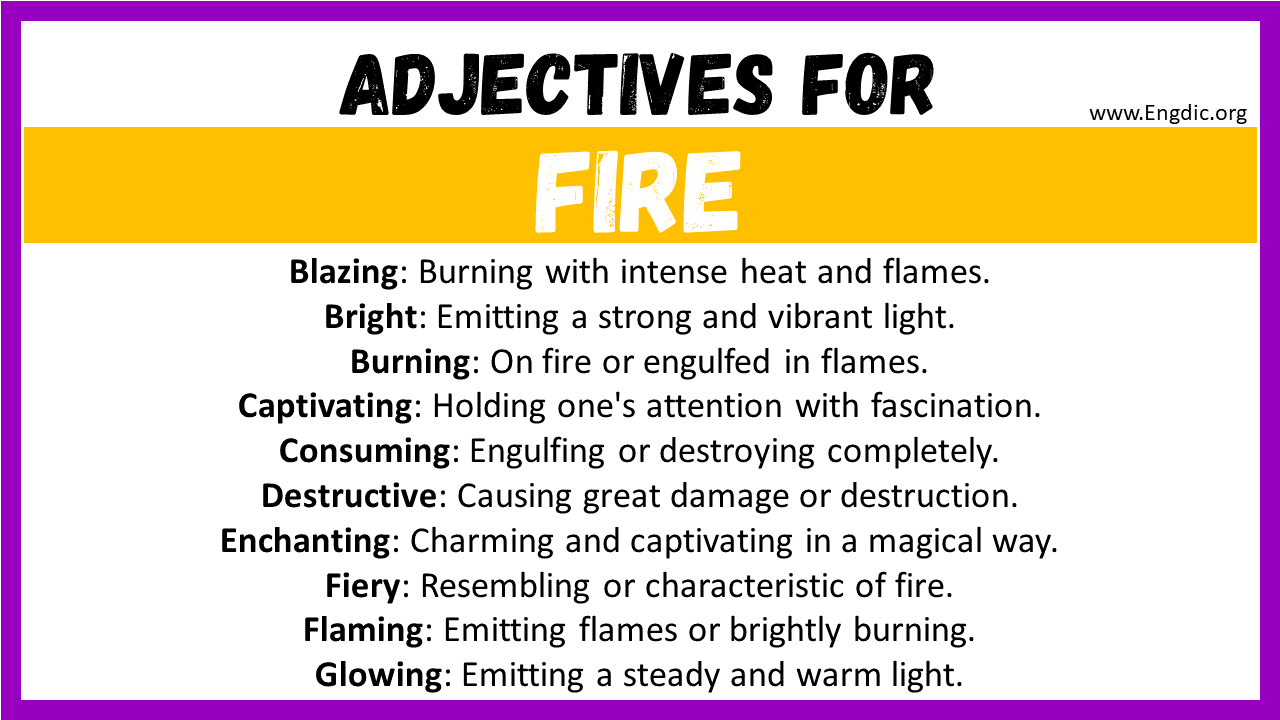 Adjectives words to describe Fire
