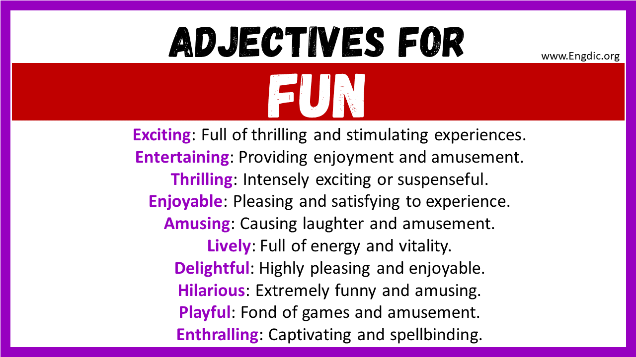 Adjectives words to describe Fun