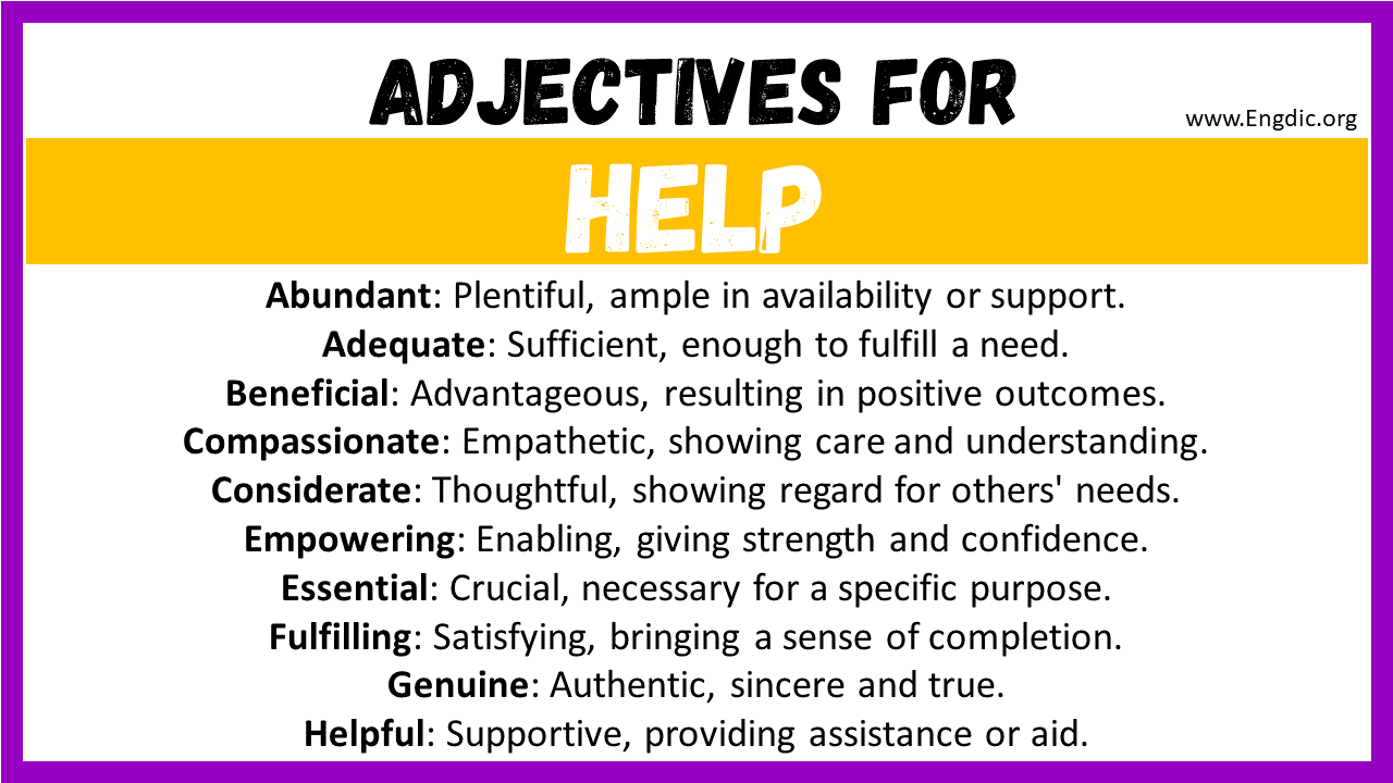 Adjectives words to describe Help
