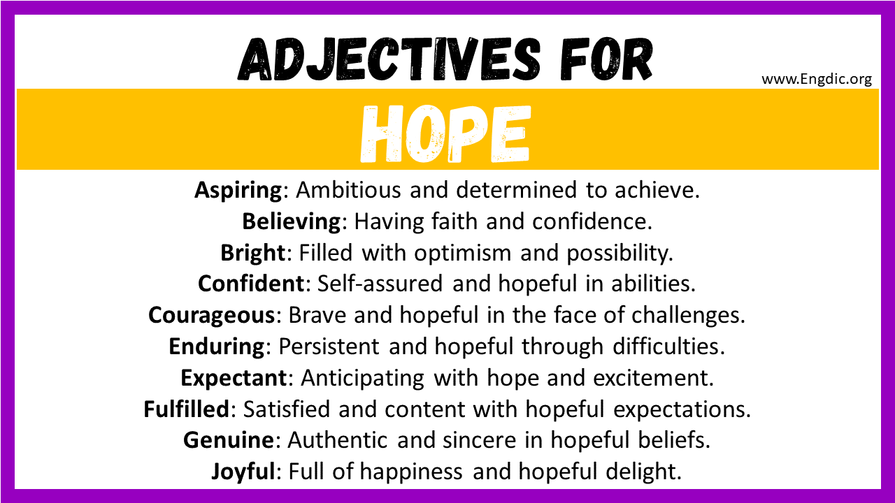 Adjectives words to describe Hope