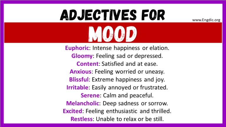 20+ Best Adjectives for Mood, Words to Describe a Mood - EngDic