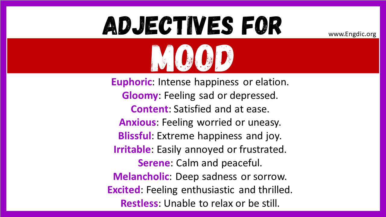 Adjectives words to describe Mood