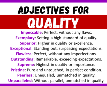 20+ Best Adjectives for Quality, Words to Describe a Quality