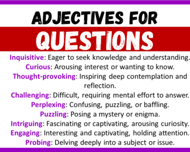 20+ Best Adjectives for Questions, Words to Describe a Questions