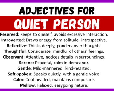 20+ Best Adjectives for Quiet person, Words to Describe a Quiet person