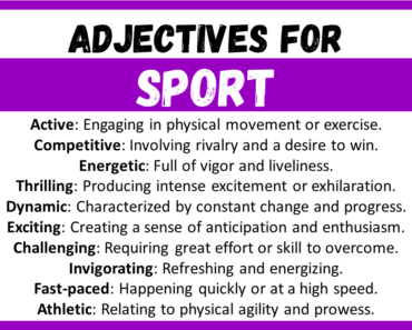 20+ Best Words to Describe a Sport, Adjectives for Sport