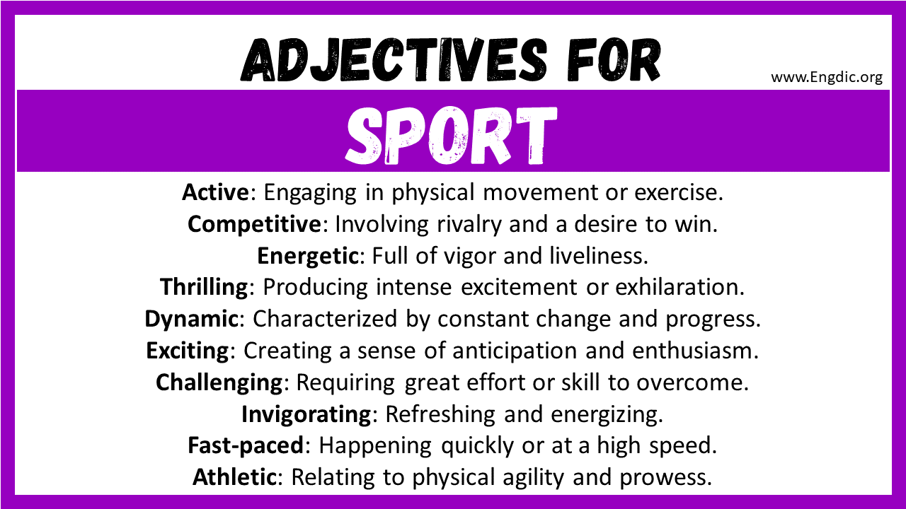 Adjectives words to describe Sport