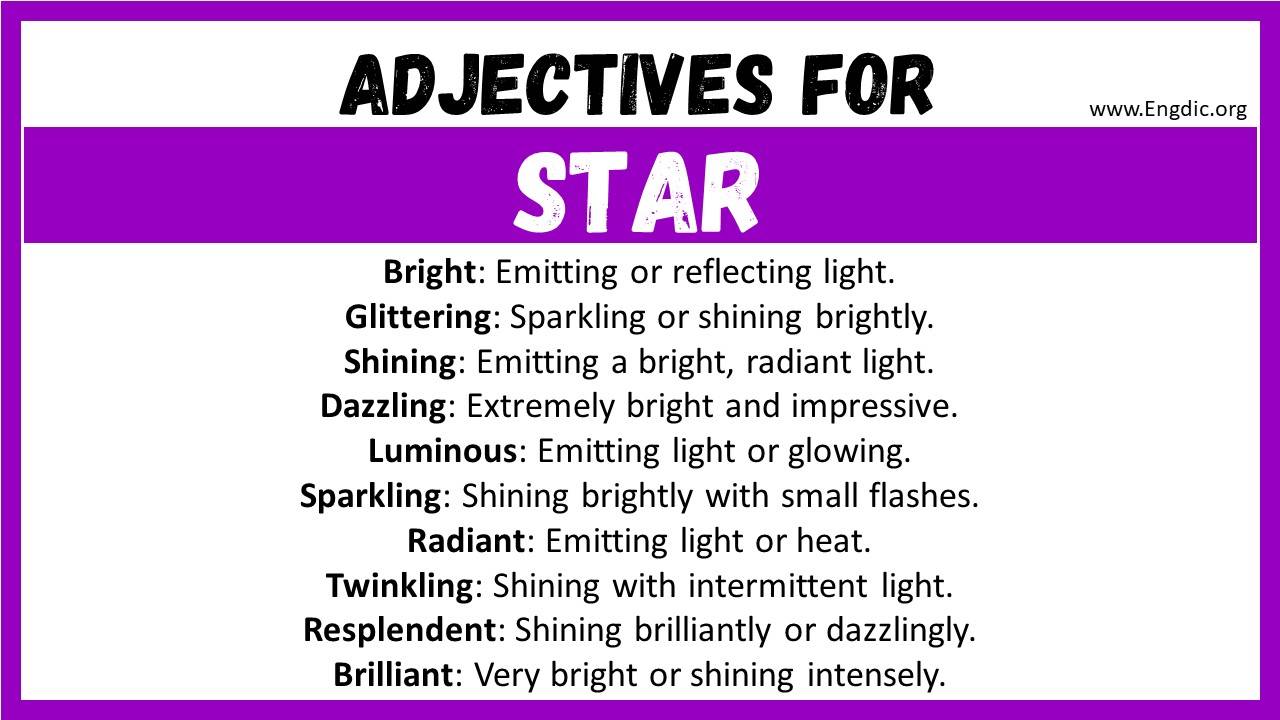 Adjectives words to describe Star