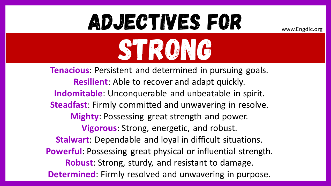 Adjectives words to describe Strong