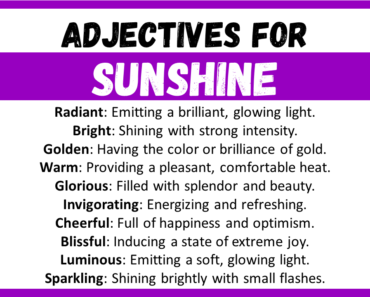 20+ Best Adjectives for Sunshine, Words to Describe Sunshine