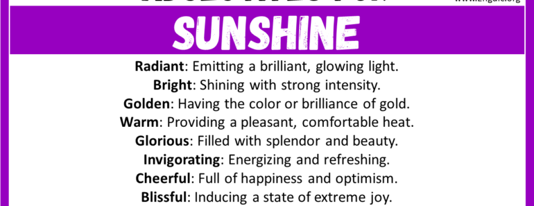 20+ Best Adjectives for Sunshine, Words to Describe Sunshine