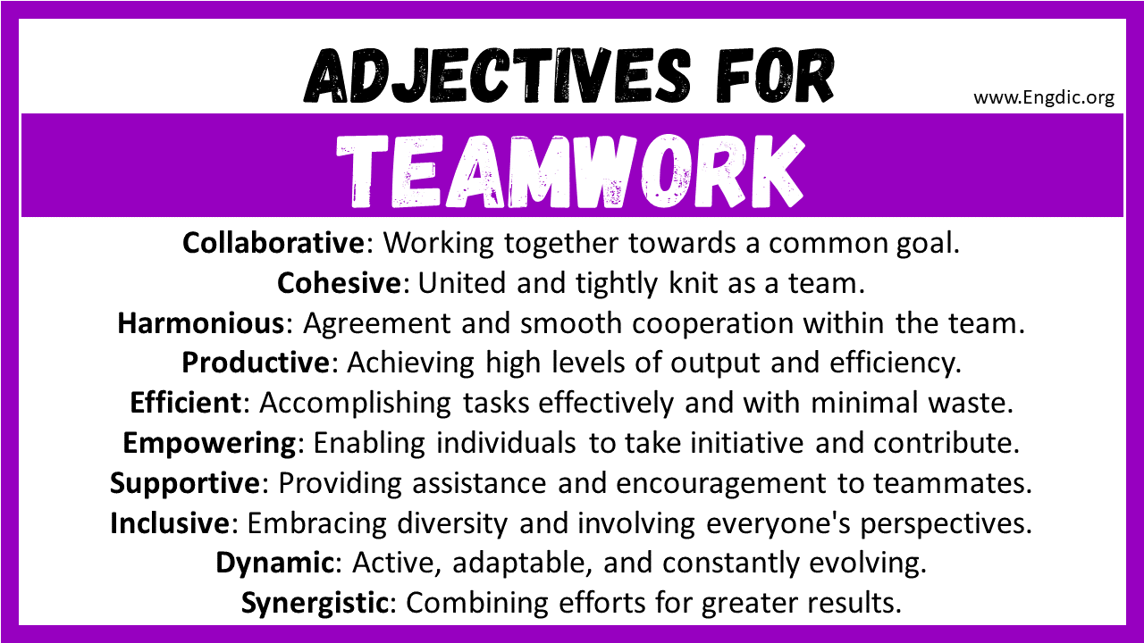 Adjectives words to describe Teamwork