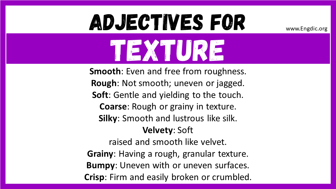 Adjectives words to describe Texture