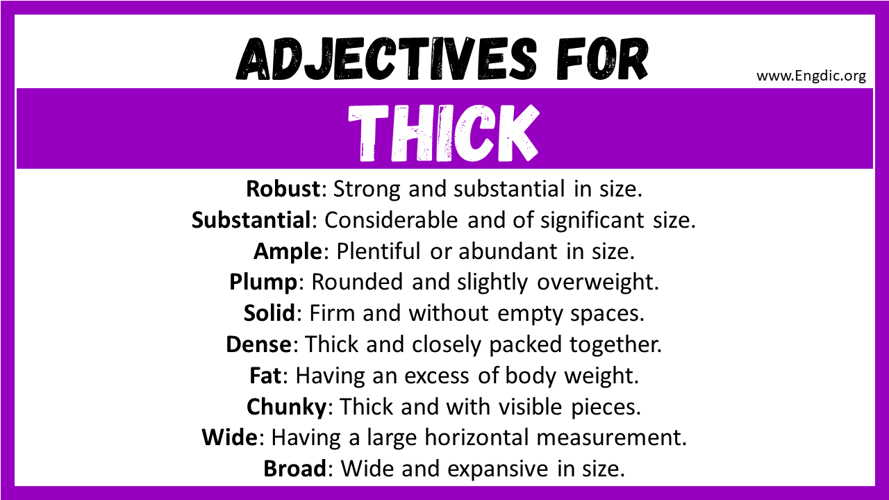 Adjectives words to describe Thick