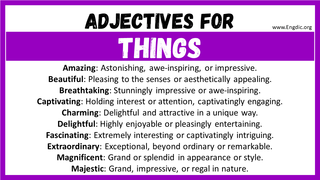 Adjectives words to describe Things