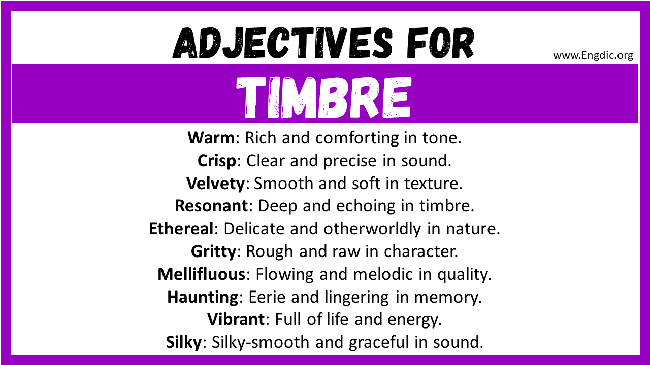 Adjectives words to describe Timbre