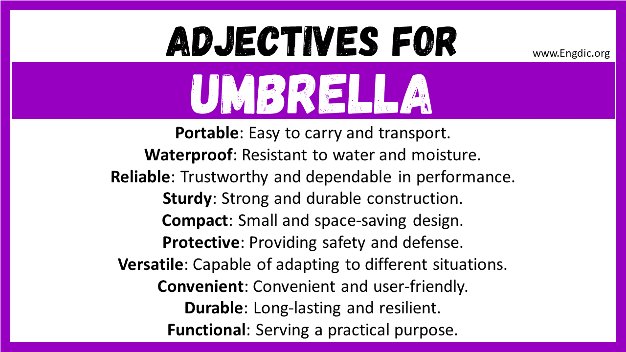 Adjectives words to describe Umbrella