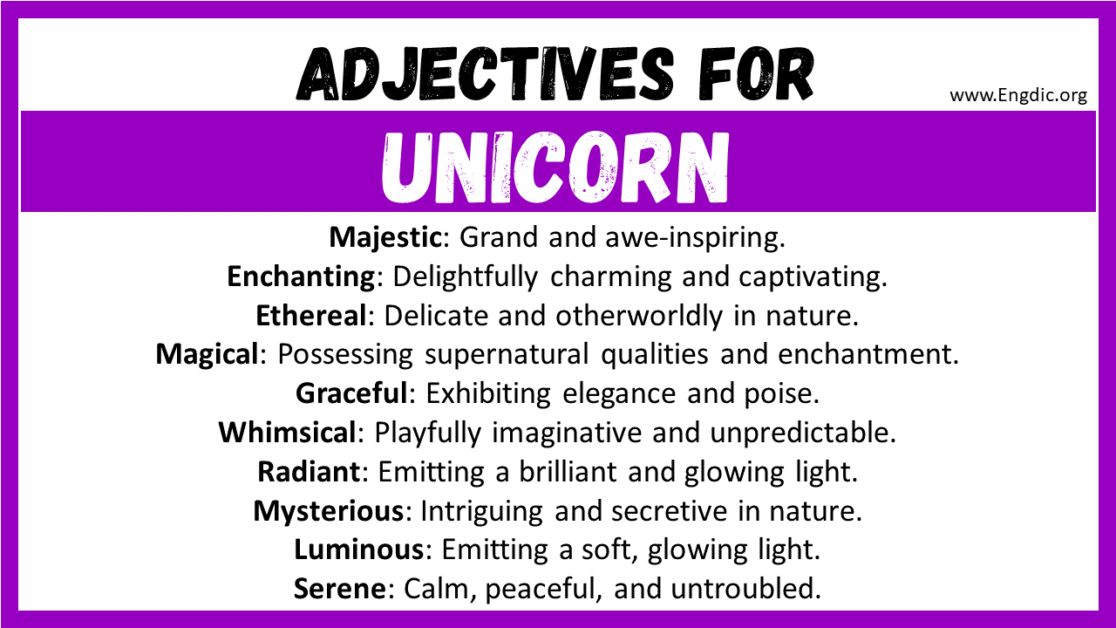 20+ Best Adjectives for Unicorn, Words to Describe a Unicorn EngDic