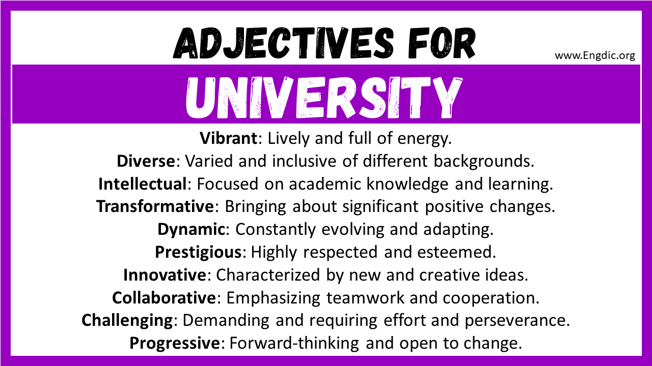 Adjectives words to describe University