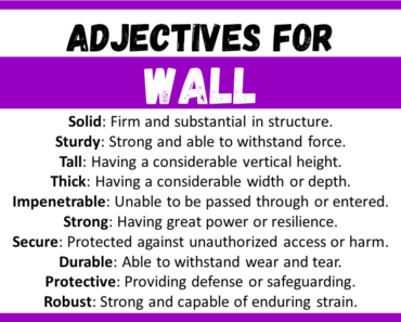 20+ Best Adjectives for Wall, Words to Describe a Wall