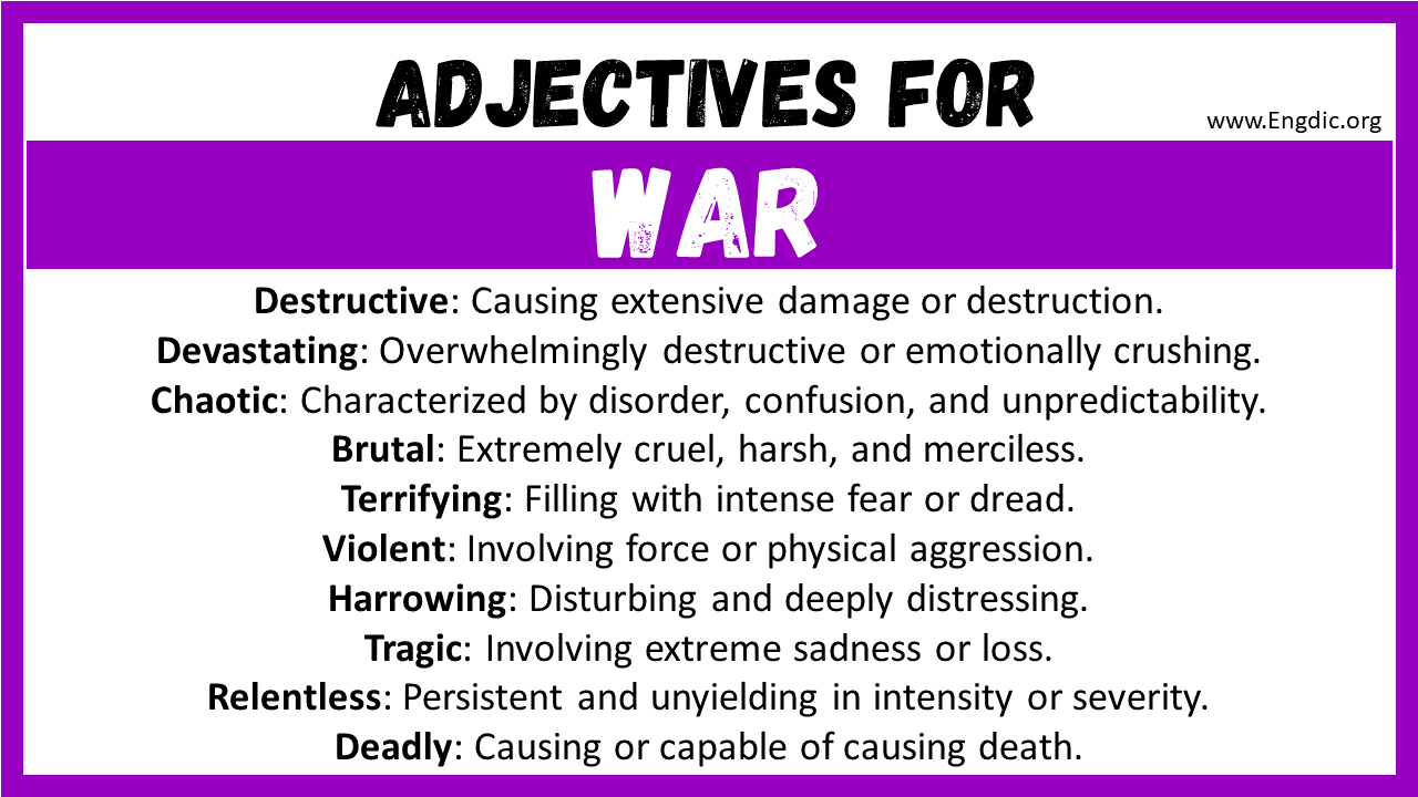 Adjectives words to describe War