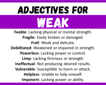 20+ Best Words to Describe a Weak, Adjectives for Weak