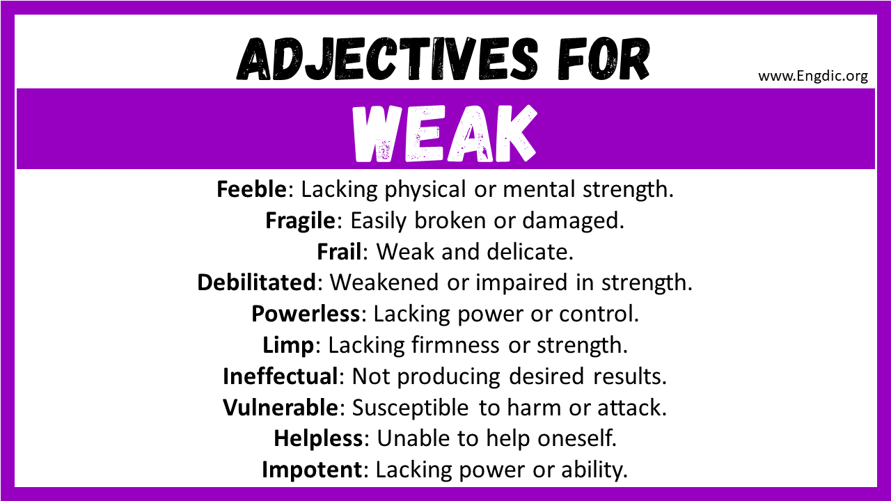 Adjectives words to describe Weak