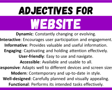20+ Best Words to Describe a Website, Adjectives for Website
