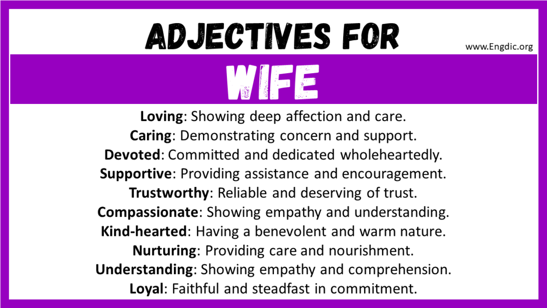 20+ Best Words to Describe a Wife, Adjectives for Wife - EngDic