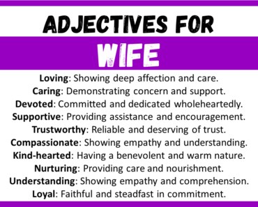 20+ Best Words to Describe a Wife, Adjectives for Wife