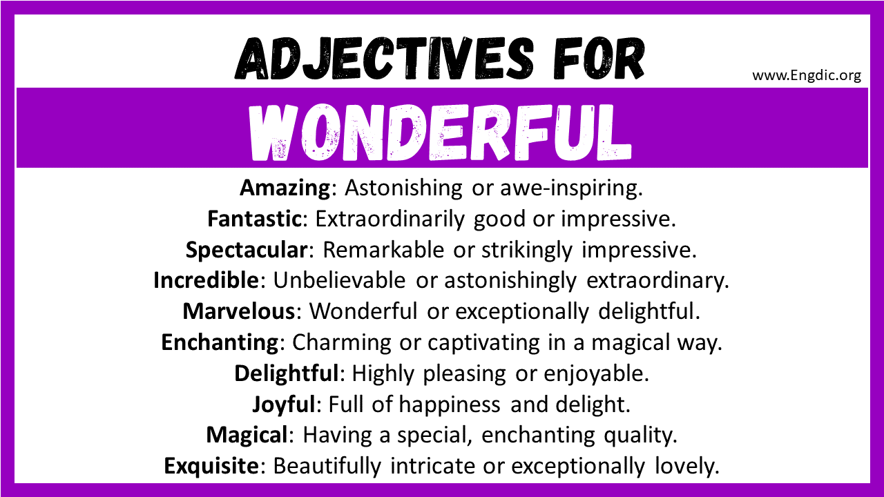 Adjectives words to describe Wonderful