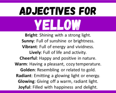 20+ Best Words to Describe a Yellow, Adjectives for Yellow