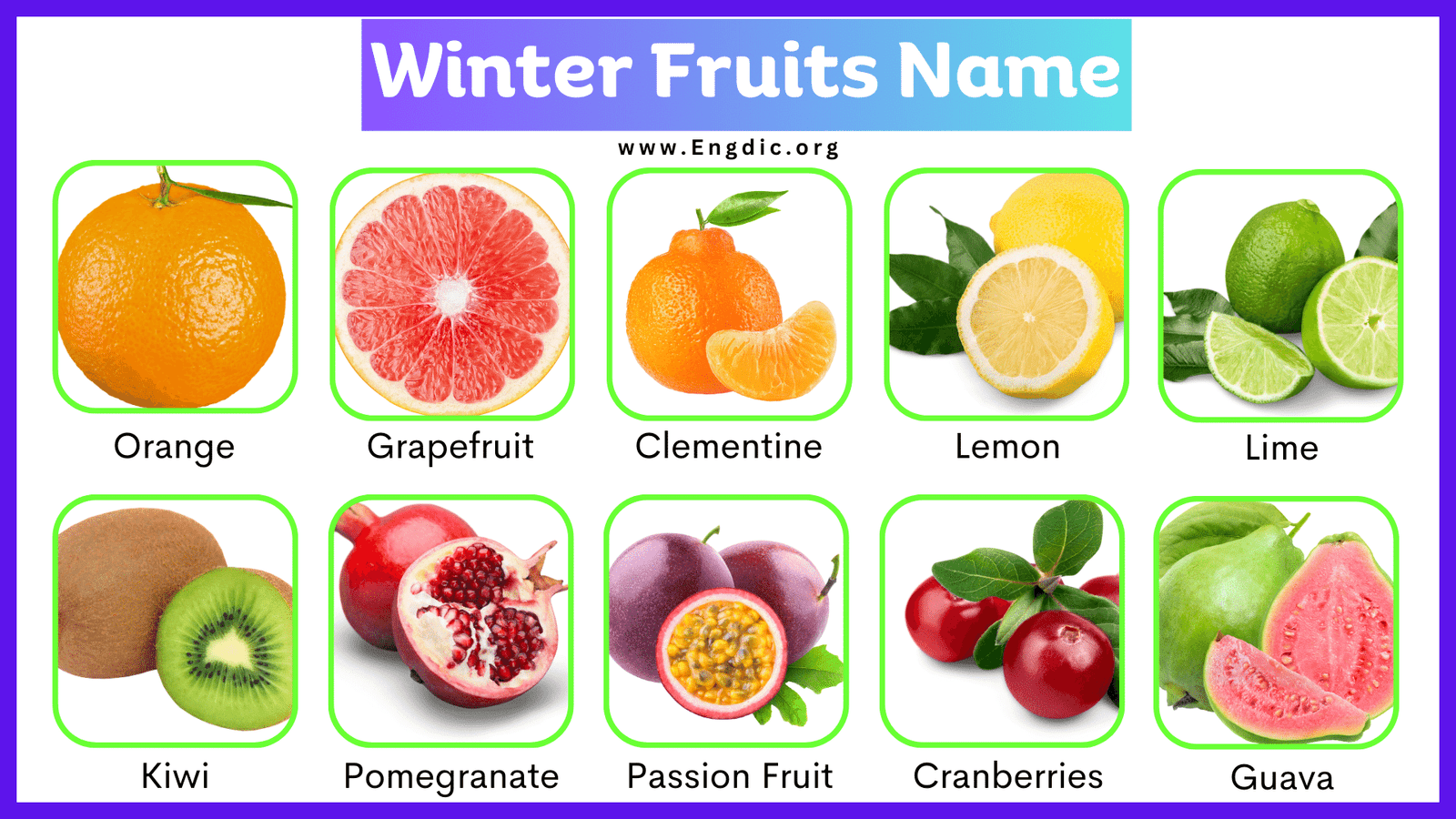 List of All Winter Fruits Name with Pictures EngDic