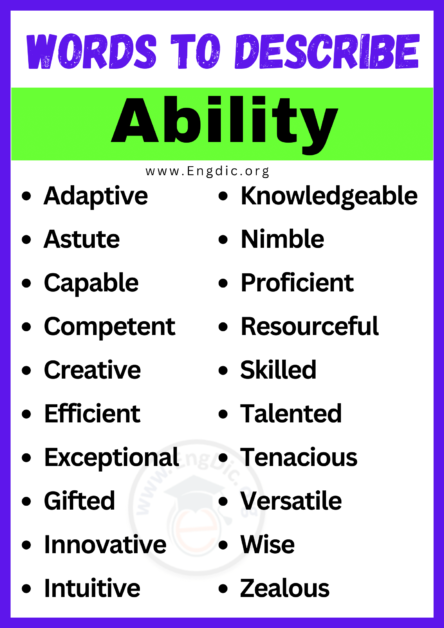 20+ Best Words to Describe Ability, Adjectives for Ability - EngDic