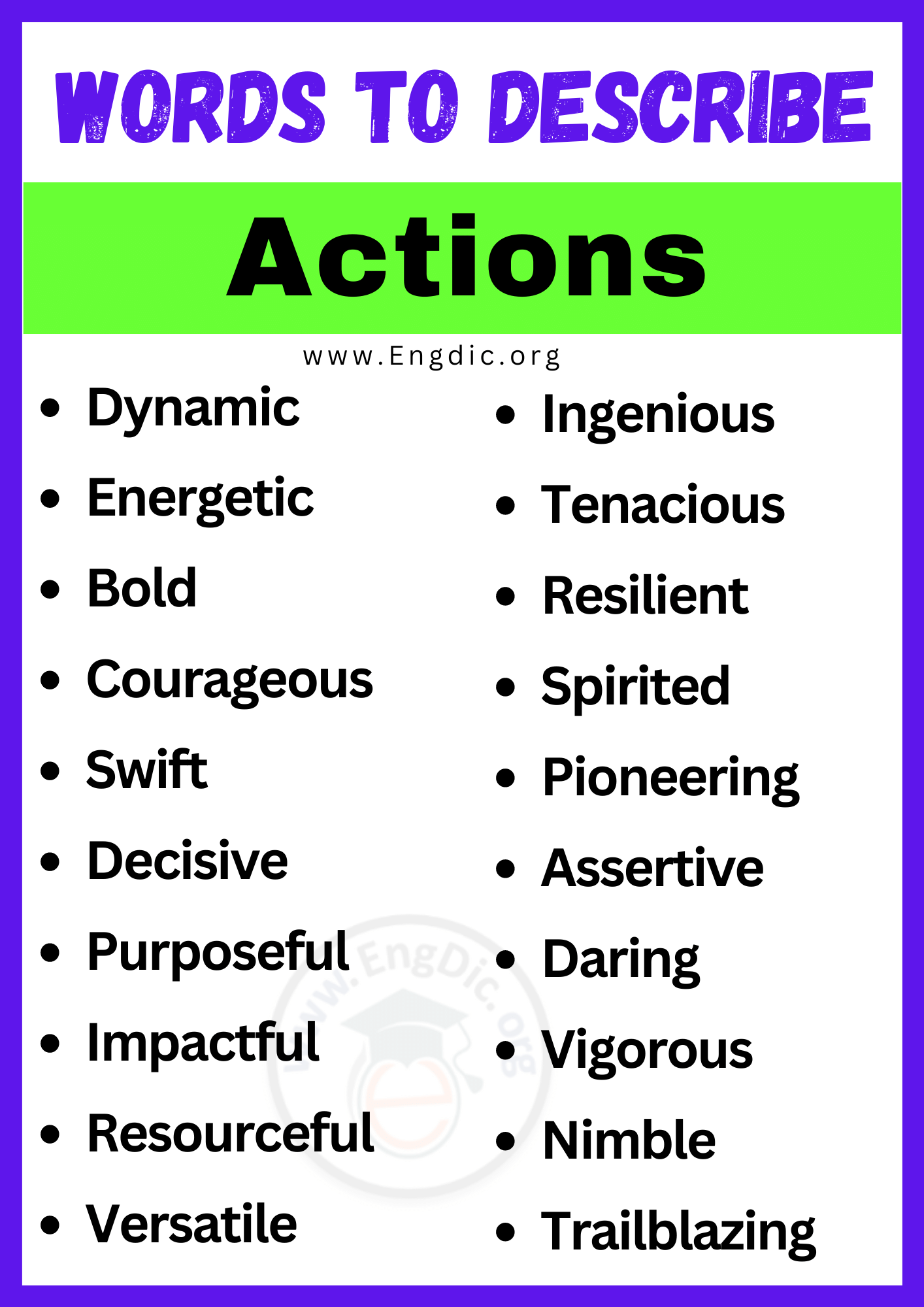 Words to Describe Actions