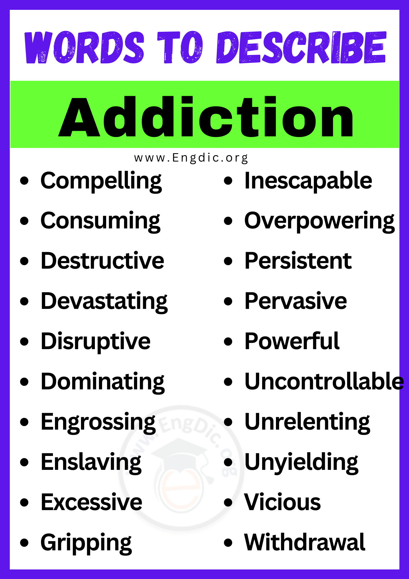Words to Describe Addiction
