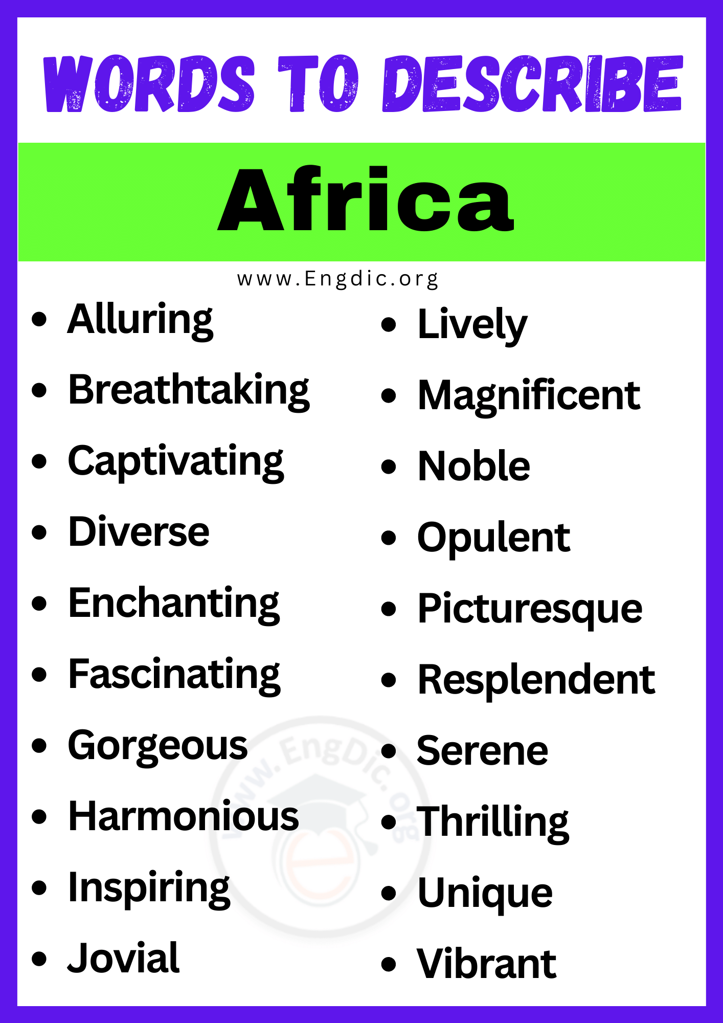 Words to Describe Africa